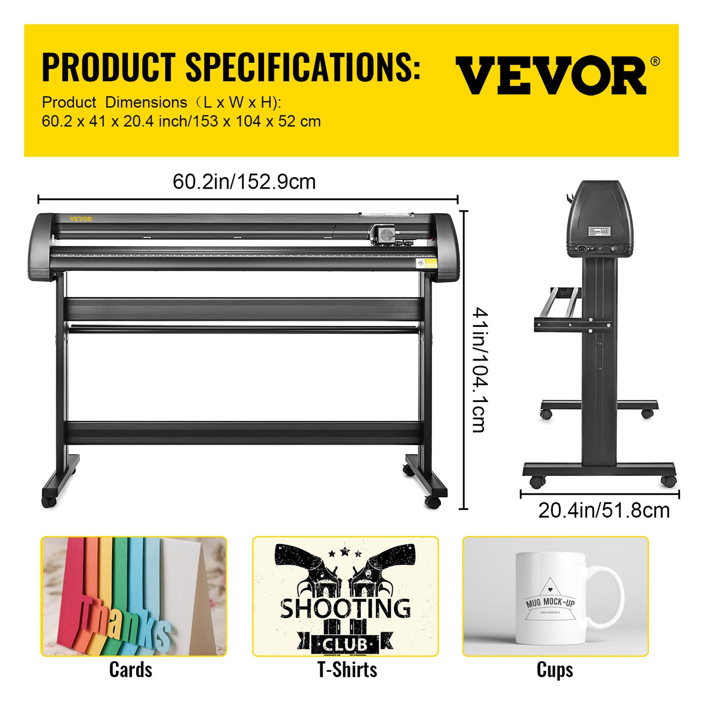 Snijplotter – Vinylsnijder – Plottermachine – Tekenplotter – Vinylcutter – 126 cm Snijbreedte – Verstelbare Snijdruk en Snelheid