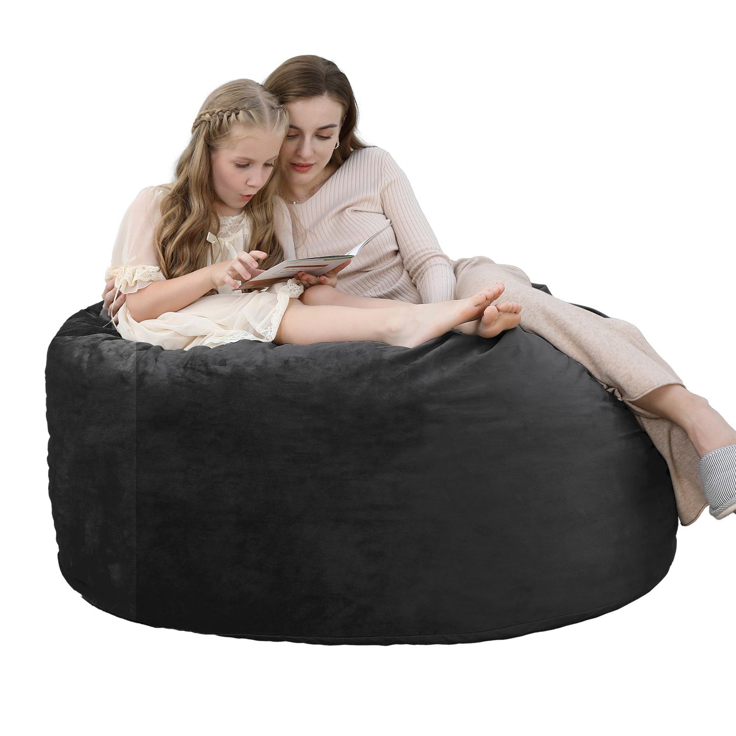 Zitzak – Zitzakstoel – Poef – Loungestoel – Fauteuil – Groot Formaat 115x65 cm – Wasbare Polyesterhoes – Ergonomische Sponsvulling – Zwart