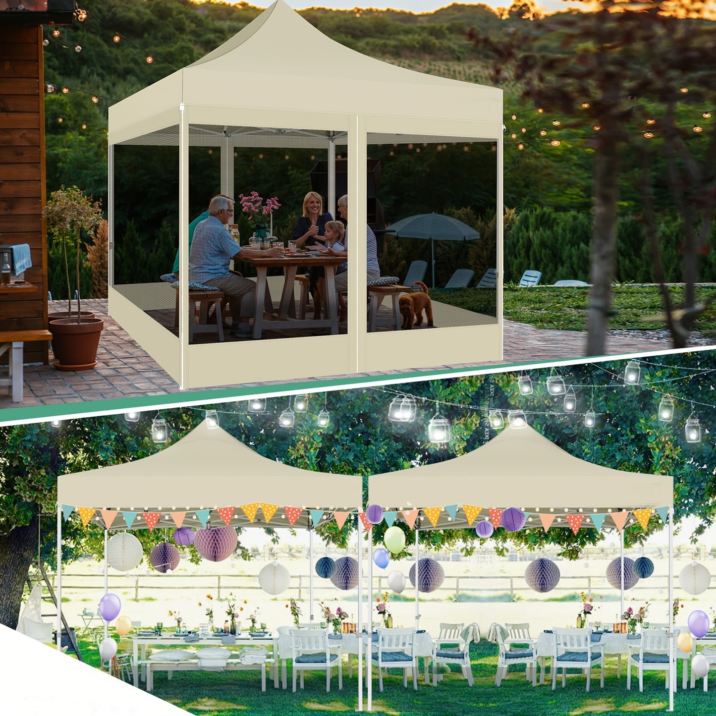 3×3m Vouwtent – Partytent – Klaptent – Paviljoen – Tent – Khaki – Muskietennet – Weerbestendig Materiaal