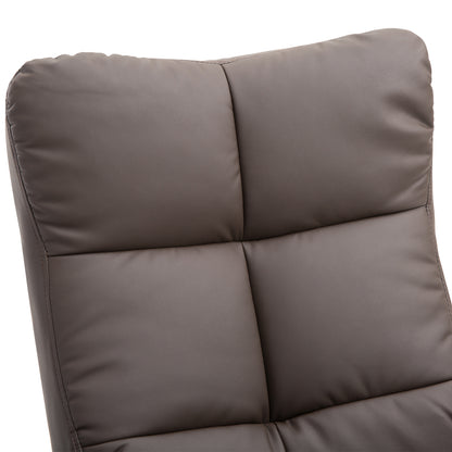 Relaxstoel – Fauteuil – Schommelstoel – Loungestoel – Tv-stoel – 360° Draaibaar – Verstelbare Rugleuning 145° – Houten Frame – Inclusief Voetenbank Bruin 80x86x99 cm