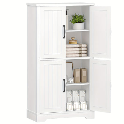 4-deurs Kast – Opbergkast – Bergkast – Dressoir – Wandkast – Wit – Verstelbare Planken – Robuuste Houten Constructie – Compact Ontwerp – 68,5 cm Hoog