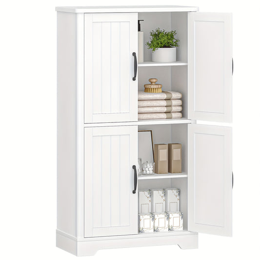 4-deurs Kast – Opbergkast – Bergkast – Dressoir – Wandkast – Wit – Verstelbare Planken – Robuuste Houten Constructie – Compact Ontwerp – 68,5 cm Hoog