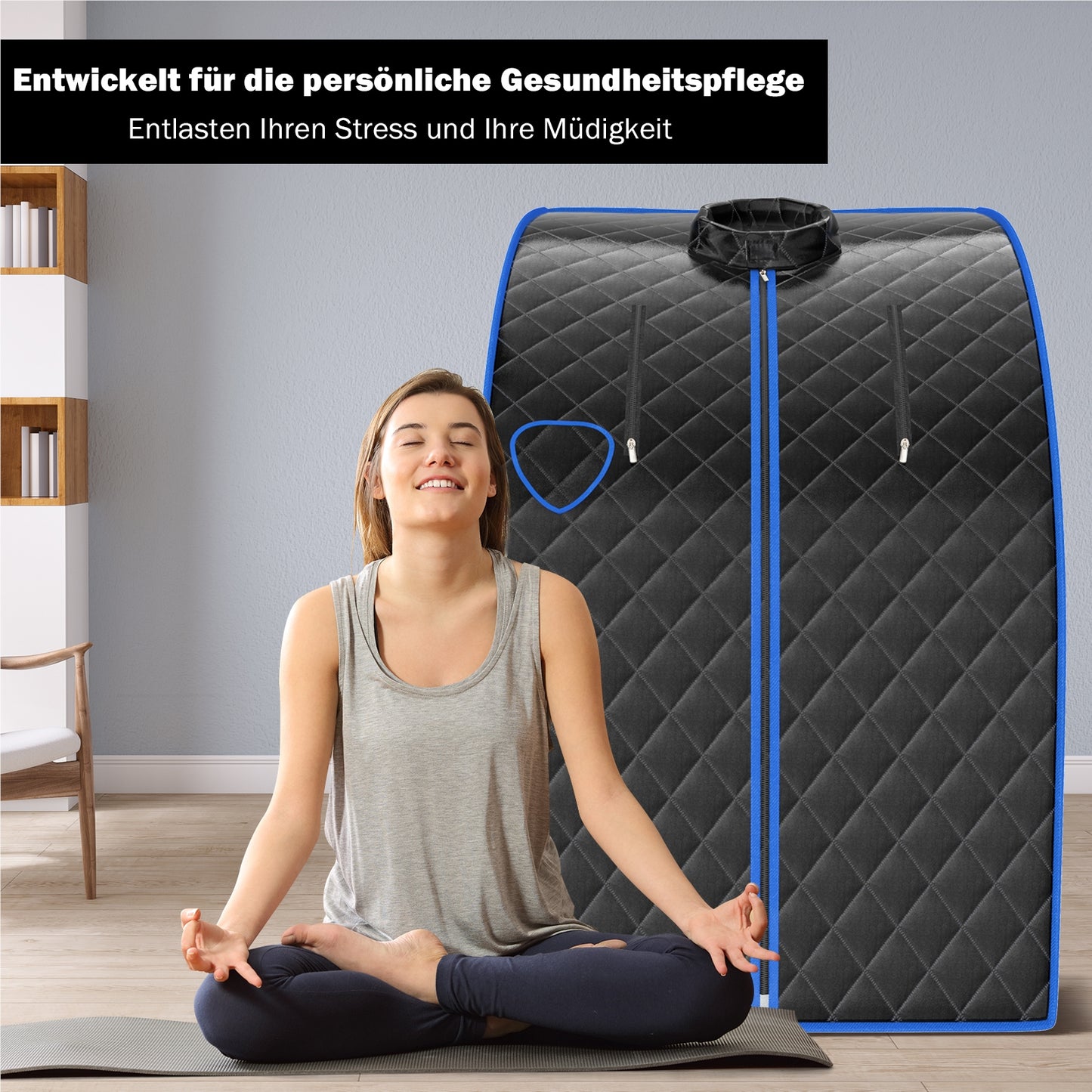 Mini Stoomsauna – Stoamcabine – Draagbare Sauna – Persoonlijke Sauna – Stoombad – 3L Waterreservoir – Afstandsbediening Met Timer & Temperatuurregeling – Zwart