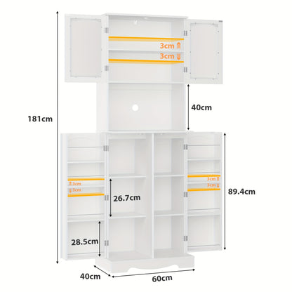 Keukenkast – Keukenmeubel – Opbergkast – Bovenkast – Hoge Kast – 181 cm Hoog – Verstelbare Planken – MDF Hout Afwerking
