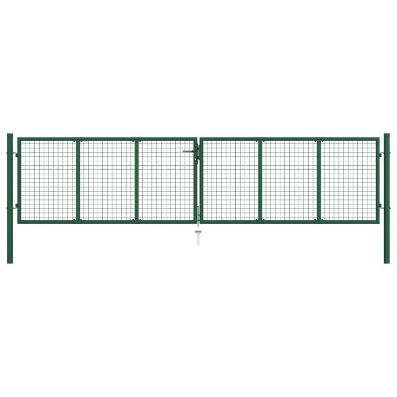 Metalen Hekpaneel – Tuinhek – Schuttingpaneel – Terrasafscheiding – Buitenhek – Groen – 390x100 cm – Weerbestendig Metaal – Modern Rasterpatroon