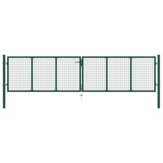 Metalen Hekpaneel – Tuinhek – Schuttingpaneel – Terrasafscheiding – Buitenhek – Groen – 390x100 cm – Weerbestendig Metaal – Modern Rasterpatroon