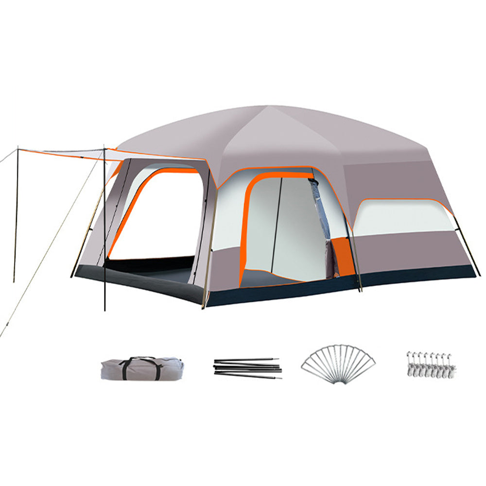 Large Luxury Family Camping Tent with 2 Bedrooms & Living Room - Heavy-Duty - Spacious Outdoor Tent Suitable for 8-12 People, /Fiberglass Frame, Setup, for glamping, RV Parks, Group Events