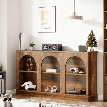 Console Tafel – Sidetable – Halmeubel – Opbergtafel – TV Meubel – Industrieel Design – 160 cm Breed – MDF Donkerbruin