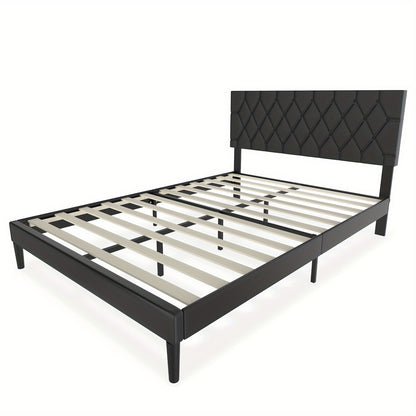 90/140/160 x 200cm Bed Black Upholstered Bed Faux Leather Platform Bed Frame Frame with Faux Leather Headboard Double Bed Bedroom Bed