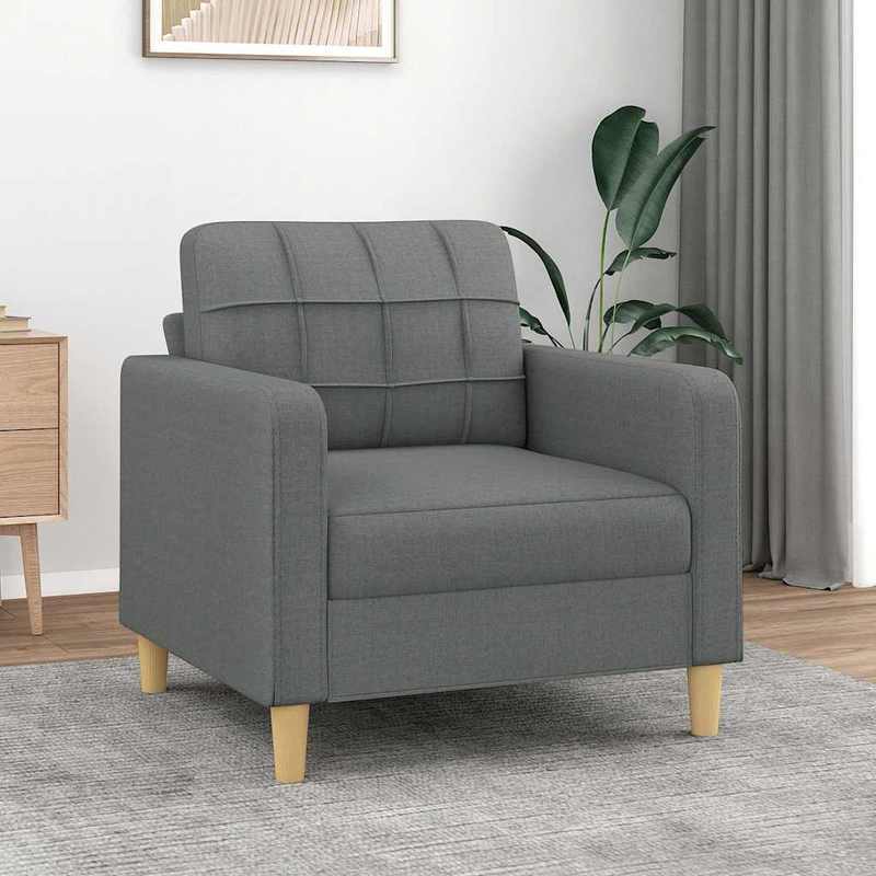 Fauteuil – Zitzetel – Relaxstoel – Leunstoel – Dragende Stoel – Donkergrijs Stof – Handmatig Verstelbaar – Stevig Hardhouten Frame