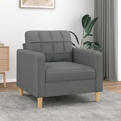 Fauteuil – Zitzetel – Relaxstoel – Leunstoel – Dragende Stoel – Donkergrijs Stof – Handmatig Verstelbaar – Stevig Hardhouten Frame
