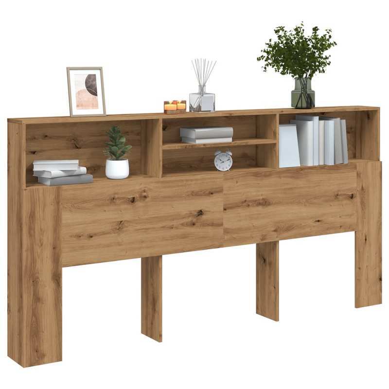 Hoofdeinde – Bedpaneel – Bedwand – Opberghoek – Houten Paneel – Artisan Eiken – 200x19x103,5 Cm – Duurzaam Eco-Design – Eenvoudige Montage