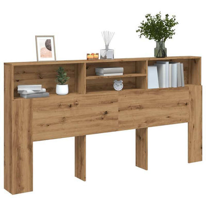 Hoofdeinde – Bedpaneel – Bedwand – Opberghoek – Houten Paneel – Artisan Eiken – 200x19x103,5 Cm – Duurzaam Eco-Design – Eenvoudige Montage