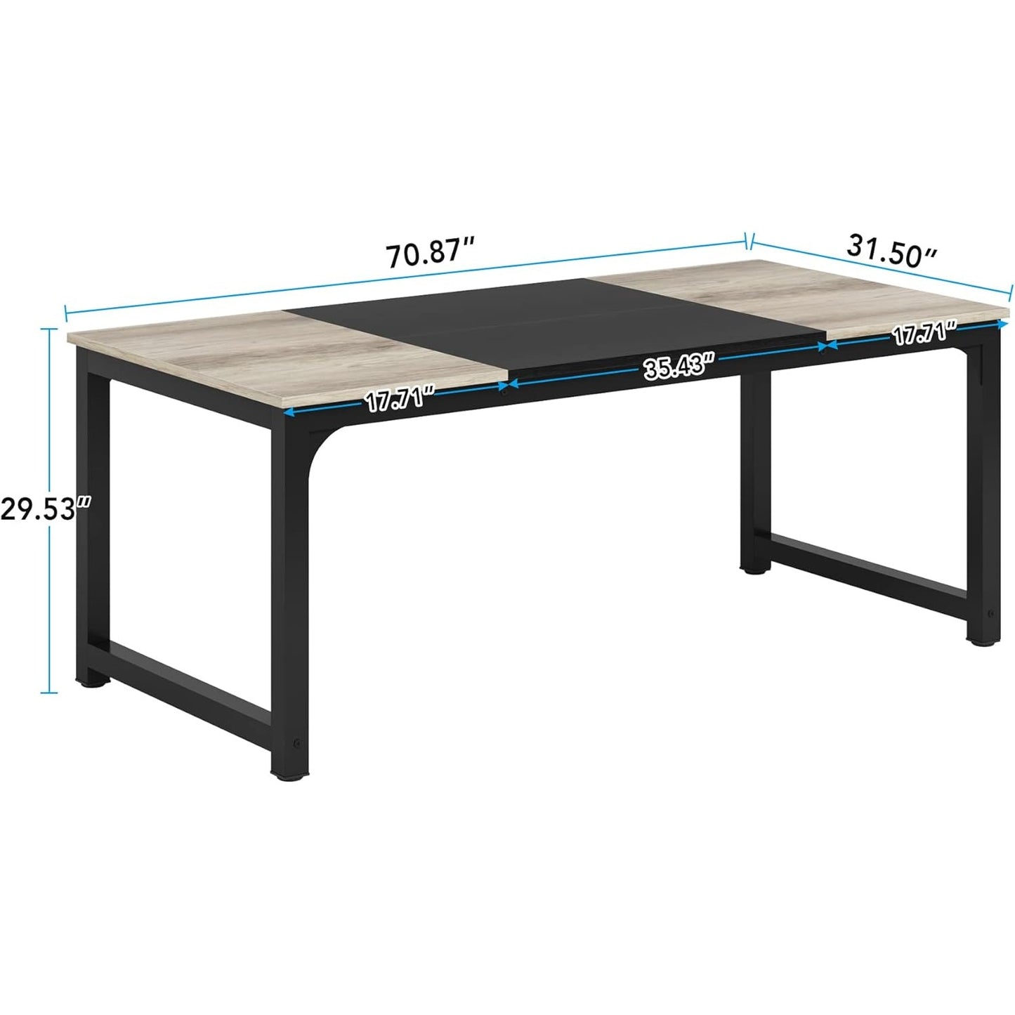 Eettafel – Keukentafel – Eetkamertafel – Tafel – Industriële Tafel – Modern Industrieel Design – 180x80 cm – Grijs Houten Blad Met Zwart Metaal – Stevig Metalen Onderstel – Geschikt Voor 6-8 Personen