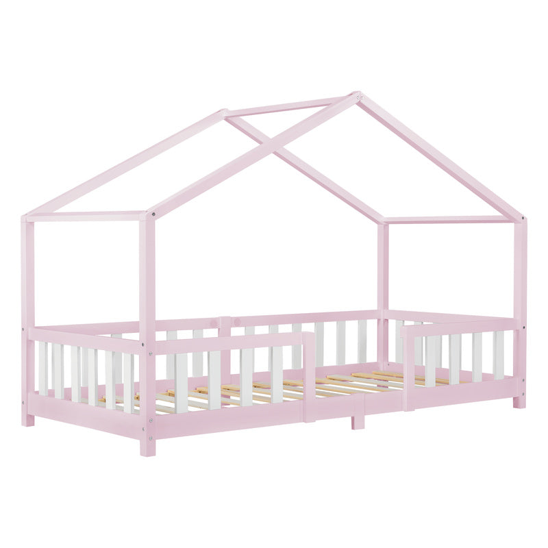 Kinderbed – Huisbed – Kinderbedje – Peuterbed – Bed Voor Kinderen – Massief Grenenhout – Valbeveiliging – Matras 90x200 cm