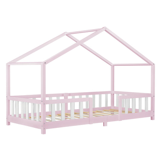 Kinderbed – Huisbed – Kinderbedje – Peuterbed – Bed Voor Kinderen – Massief Grenenhout – Valbeveiliging – Matras 90x200 cm