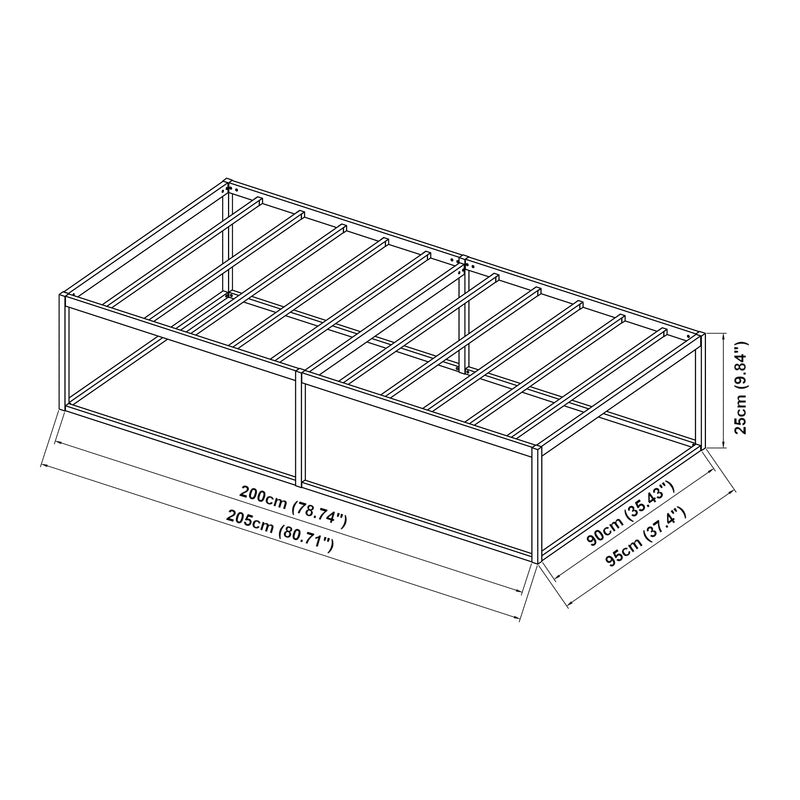 Ledikant – Metalen Bed – Bedframe – Bed Met Matras – Stalen Bed – Zwart – 160x200 cm – Stevig Stalen Frame – Ademend Kaltschuimmatras