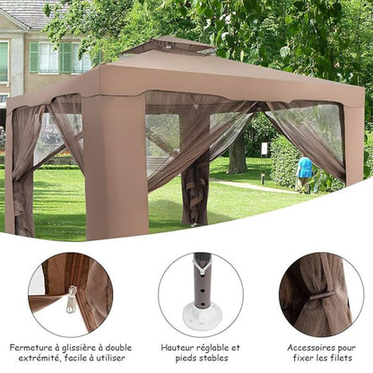 Partytent – Gazebo – Tuintent – Paviljoen – Feesttent – 3x3 Meter – Met 4 Zijdes Muggennet – Ventilatieraampje