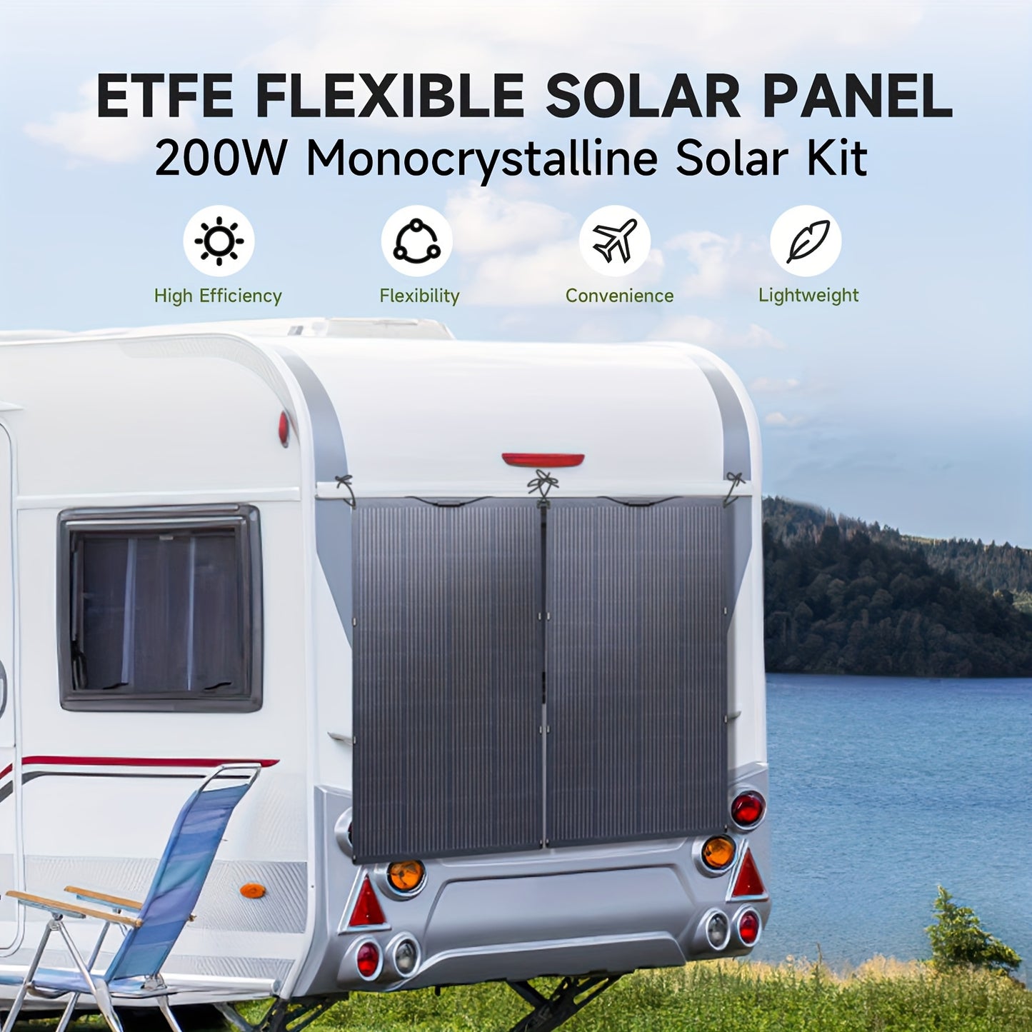 Flexibel Solar Paneel – Buigbaar Zonnepaneel – Draagbaar Zonnepaneel – Monokristallijn Zonnepaneel – 200 Watt Vermogen – Weerbestendig Ontwerp