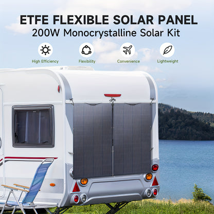 Flexibel Solar Paneel – Buigbaar Zonnepaneel – Draagbaar Zonnepaneel – Monokristallijn Zonnepaneel – 200 Watt Vermogen – Weerbestendig Ontwerp