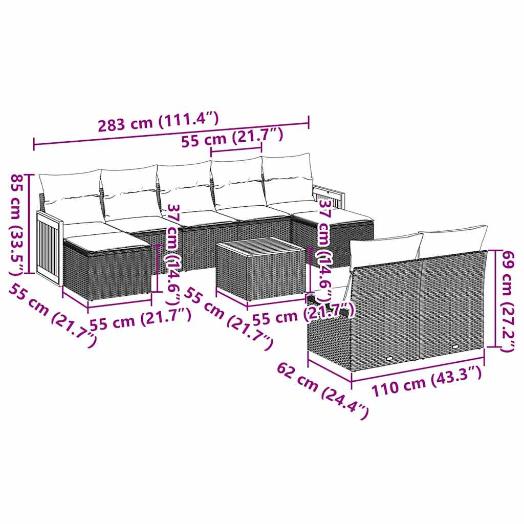 Loungeset – Loungesets – Tuinset – Tuinmeubel – Loungemeubel – Zwarte Loungeset Met Tafel – Weerbestendig PE-Rattan – Incl. Waterdichte Opbergruimte