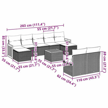 Loungeset – Loungesets – Tuinset – Tuinmeubelen – Balkonset – Weerbestendig PE Rattan – Inclusief Houten Tafel en Opbergruimte
