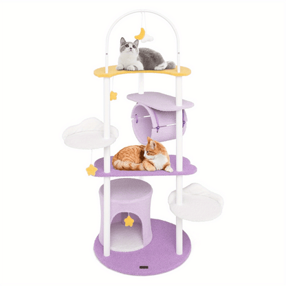 Krabpaal – Kattenboom – Krabmeubel – Kattenhuis – Kattentoren – 158 cm Hoog – Met Kattenhol, Tunnel en Hangend Speelgoed – Stevig Met Metalen Frame