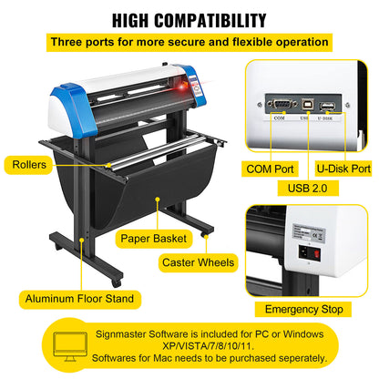 Vinyl Snijplotter – Snijmachine – Contourplotter – Stickerprinter – Labelsnijder – Geïntegreerde Optische Sensor – Snijbreedte 78 cm – Variant 119