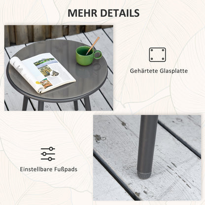 Bistro Set – Tuinset – Balkonset – Terras Meubels – Rattan Set – Donkergrijs Lichtgrijs – Weerbestendig Aluminium – Compact Formaat 65x63x80 cm