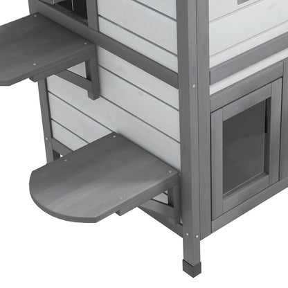 Kattenhuis – Kattenhok – Katten Shelter – Katten Verblijf – Kattenhuisje – 2 Laags Ruim Design – Weerbestendige Materialen Met Ventilatie Mesh