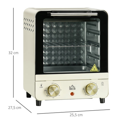 Mini Oven – Mini Ovenn – Tafeloven – Elektrische Oven – Creme Kleur – 15L Inhoud – 1000W Vermogen