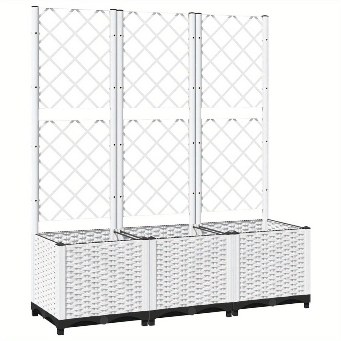 Plantenbak Met Witte Spalier – Bloembak – Kruidenbak – Plantcontainer – Tuinbak – 120x40x136 cm – Weerbestendig PP Materiaal