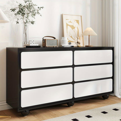 Ladekast – Ladenkast – Kommode – Dressoir – Opbergkast – Wit & Zwart – 6 Lades – Duurzaam Niet-Houten Materiaal – Geen Montage Nodig – Compact Voor Kleine Ruimtes