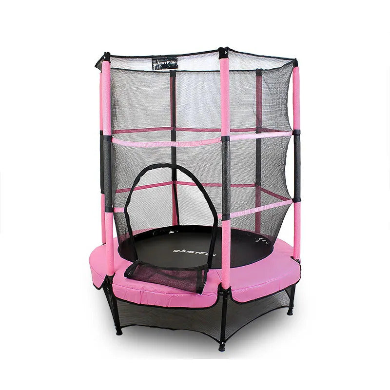 Binnen Trampoline – Mini Trampoline – Fitness Trampoline – Kind Trampoline – Speelgoed Trampoline – Ø 140 cm – Veiligheidsnet & Roze