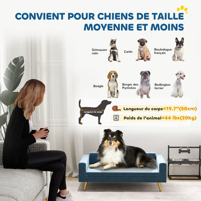 Hondenmand – Hondensofa – Hondenbed – Donutmand – Dierenmand – Velvet Bekleding – Roestvrijstalen Poten – 94x59,5x31,5 cm – Blauw