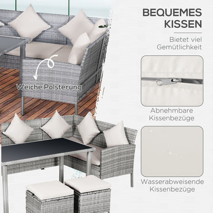 Tuinmeubelset – Loungeset – Zitgroep – Loungeset Met Tafel – 5-delig – Weerbestendig – Aluminium Frame Met Glasplaat