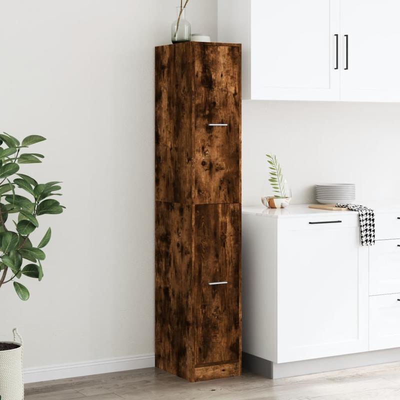 Apothekerskast – Medicijnkast – Badkamerkast – Opbergkast – Keukenkast – Gerookt Eikenhout – Compact 30x41x174,5 cm
