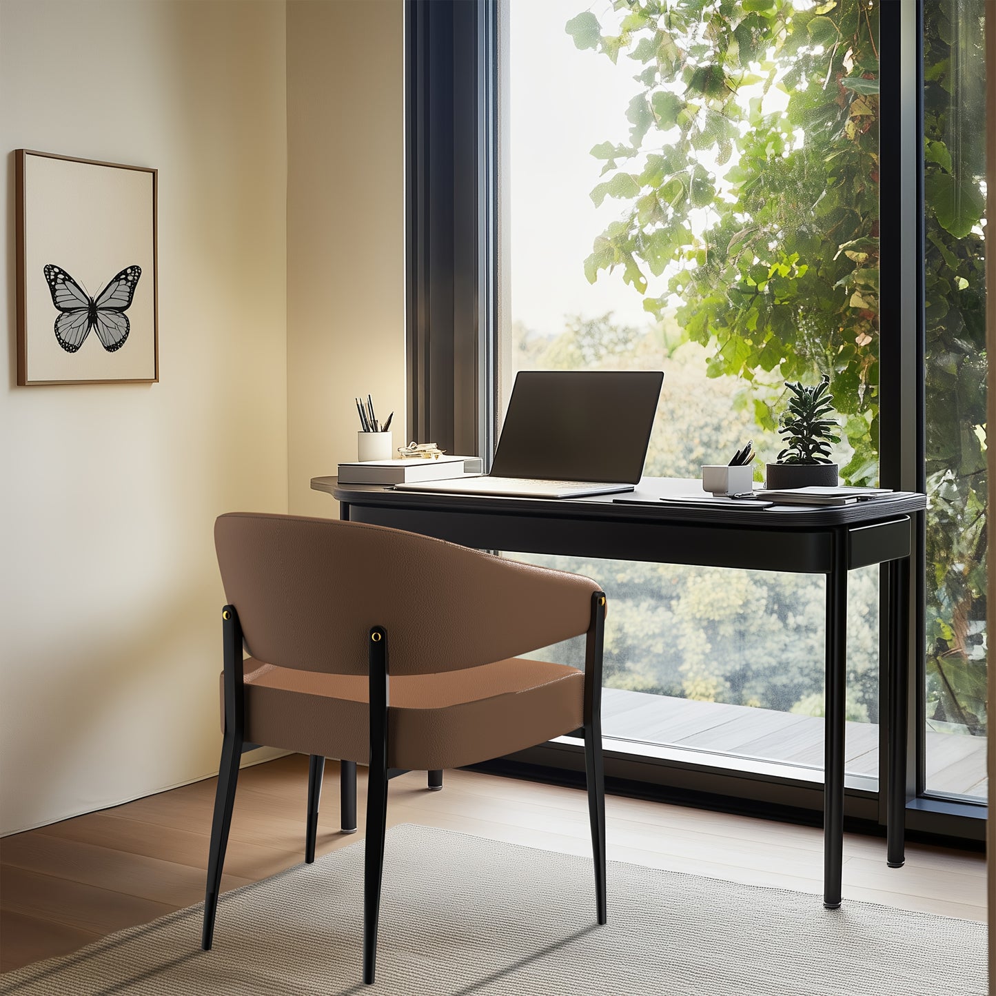 Eetkamerstoelen – Stoelen – Dining Chairs – Keukenstoelen – Zitmeubilair – Set Van 2 – Microfiber Bekleding – Ergonomisch Design – Bruin Zwart