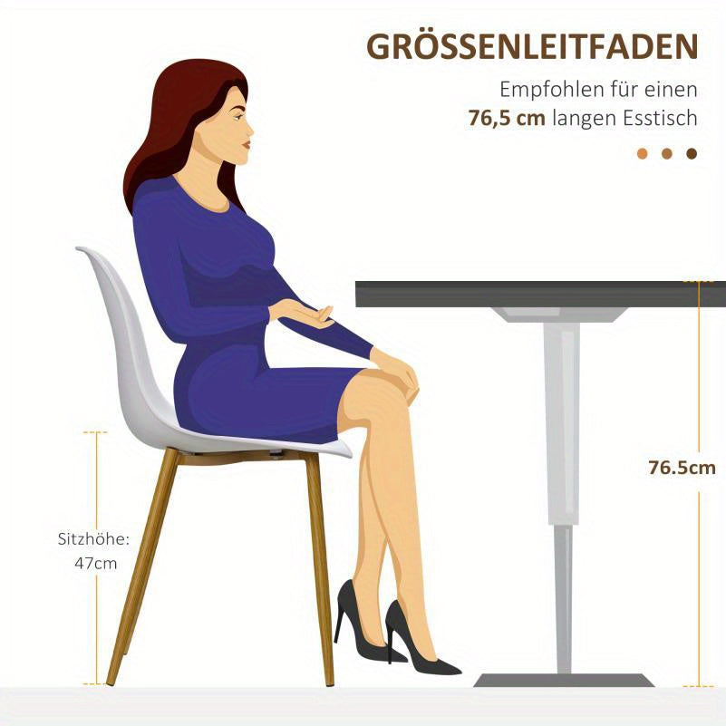 Eetkamerstoelen – Stoelen – Zitmeubels – Eetkamerstoelen Set – Witte Stoelen – Houtlook Zitting – Metalen Poten – Antislip – Draagvermogen 120 kg