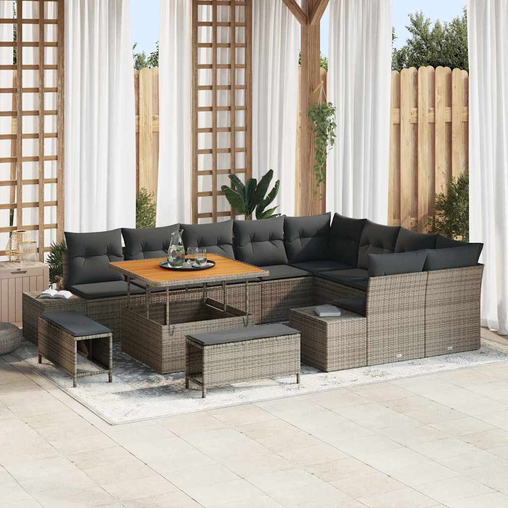 Tuinbank – Buitenbank – Loungeset – Buitenmeubel – Zithoek – 4 Persoons – Weerbestendig Stalen Frame – UV-bestendig Poly Rattan