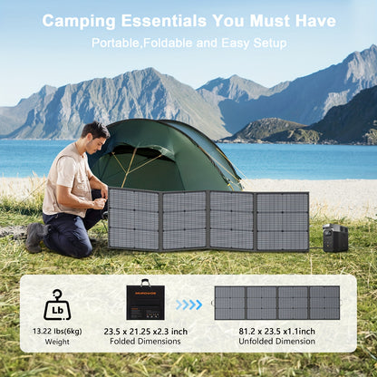 Zonnepaneel – Draagbaar Zonnepaneel – Opvouwbaar Zonnepaneel – Powerbank Oplader – Camper Zonnepaneel – 220W Vermogen – Monokristallijn Siliconen