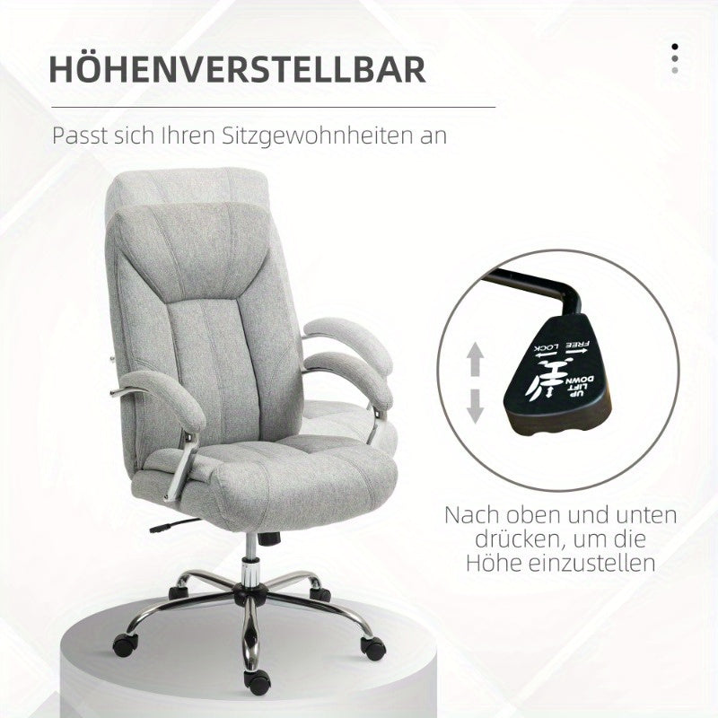 Vinsetto Ergonomic Office Chair with Adjustable Tilt & Height, Padded Armrests & Headrest, 360° Swivel, 5-Wheel Rolling Base - Light Gray Nylon Computer Desk Chair for Home & Office, Big And Tall Office Chair, Minimalistic D