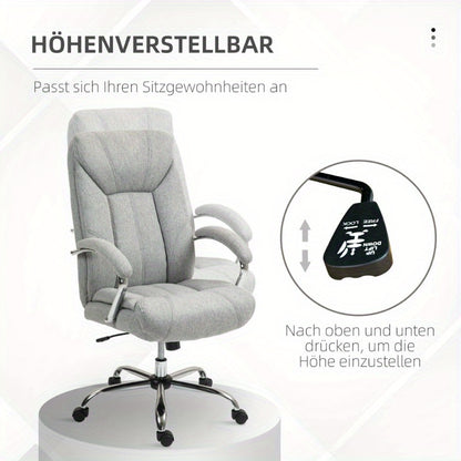 Vinsetto Ergonomic Office Chair with Adjustable Tilt & Height, Padded Armrests & Headrest, 360° Swivel, 5-Wheel Rolling Base - Light Gray Nylon Computer Desk Chair for Home & Office, Big And Tall Office Chair, Minimalistic D