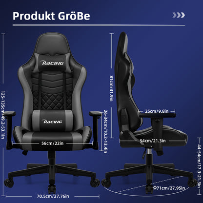 Gaming Stoel – Gaming Chair – Gaming Fauteuil – Gamestoel – Ergonomische Gamestoel – Verstelbare Lendensteun & Hoofdsteun – Rugleuning Kantelbaar Tot 170°