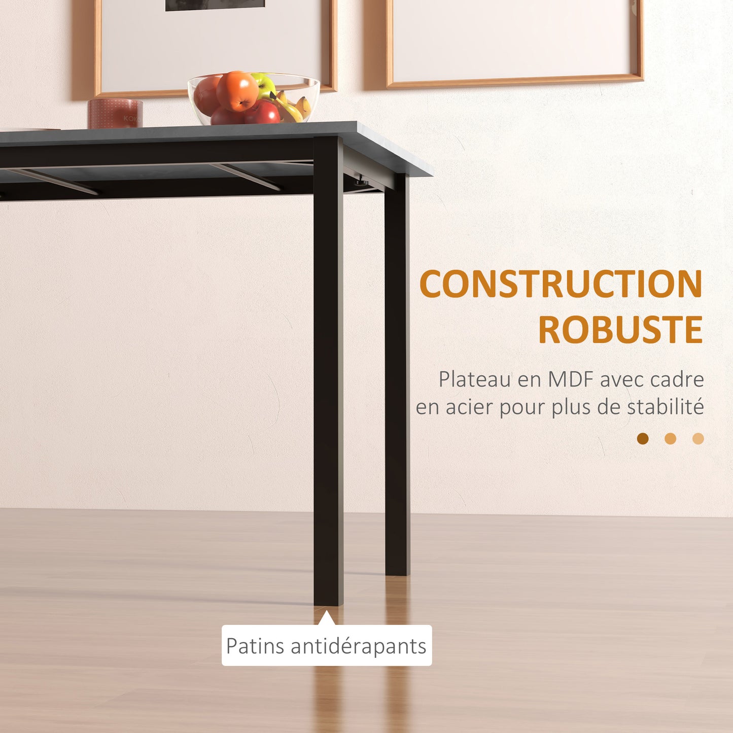 Uitschuifbare Eettafel – Inklapbare Tafel – Uitbreidbare Tafel – Compacte Eettafel – Moderne Keukentafel – Donkergrijs Metalen Frame – Groot Tafelblad 160x70 cm