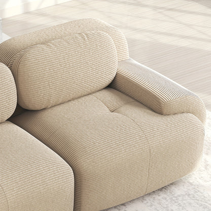 A Corner Sofa That Is Modular And Does Not Need to Be Assembled, Designed for Comfort And Pets, Crafted from Corduroy with Wide Armrests, Featuring 32D High-Stretch Material, Ideal for Both Living Rooms And Bedrooms, in a Bei
