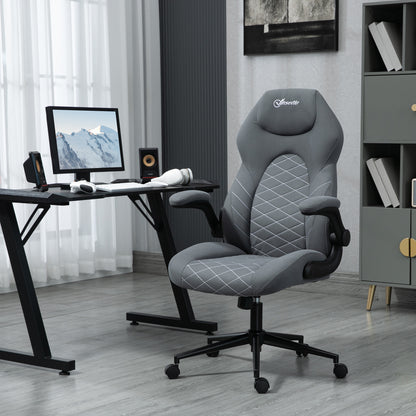 Bureaustoel – Ergonomische Stoel – Kantoorstoel – Draaistoel – Computerstoel – Verstelbare Zithoogte – Kantelfunctie – Microfiber Bekleding – Donkergrijs