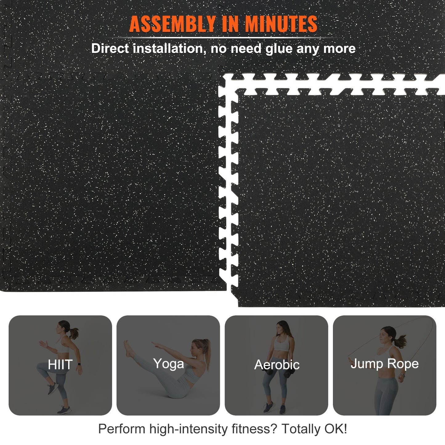 Gymvloerbedekking – Fitnessmat – Puzzelmat – Sportvloer – Vloerbescherming – Schokabsorberend – Anti-slip – 61x61cm – Rubber EVA foam