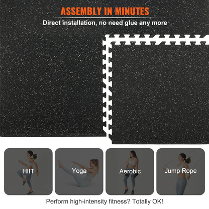 Gymvloerbedekking – Fitnessmat – Puzzelmat – Sportvloer – Vloerbescherming – Schokabsorberend – Anti-slip – 61x61cm – Rubber EVA foam