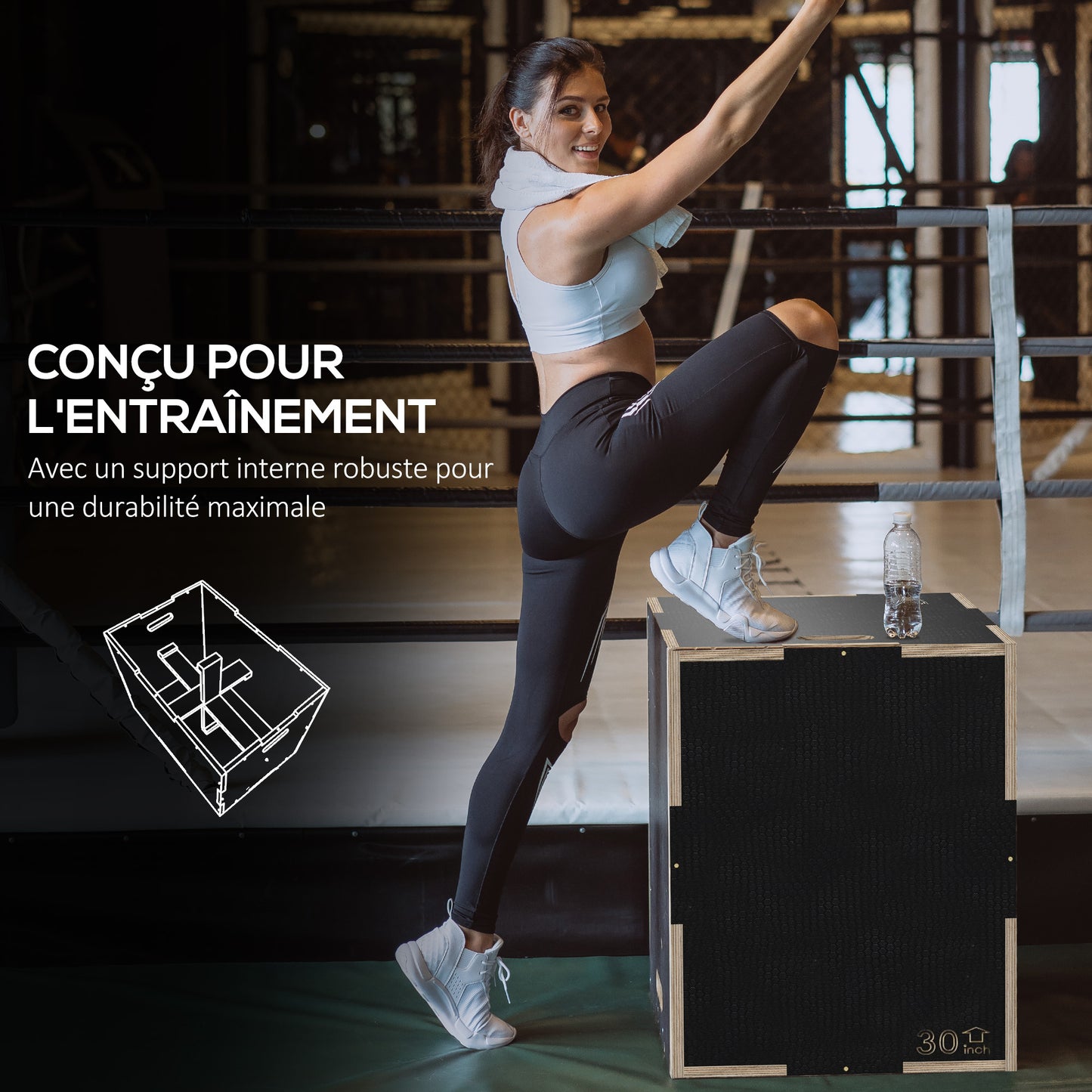 Plyobox – Box Jump – Springbox – Trainingsbox – Plyometrische Box – Hout – 3 Hoogtes 51/61/76 cm – Zwart – Stevig & Duurzaam